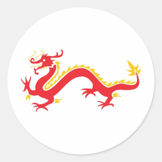 Rode Chinese draak Ronde Sticker (Voorkant)