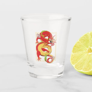 Rode Chinese draak Shot Glas