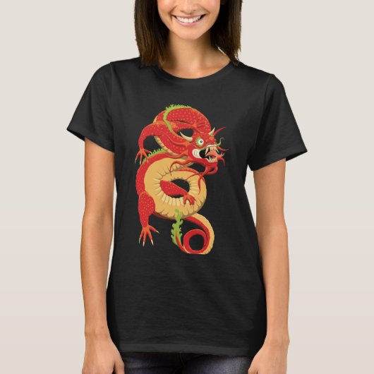 Rode Chinese draak T-shirt (Voorkant)