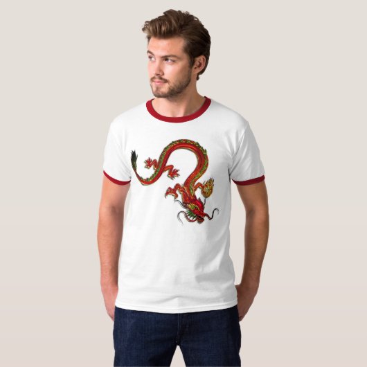 Rode Chinese draak T-shirt (Voorkant volledig)