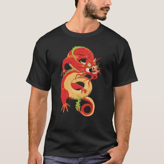Rode Chinese draak T-shirt (Voorkant)