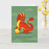 Rode Chinese Draak Verjaardag Blank Kaart (Gele Bloem)