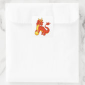 Rode Chinese Draak Vierkante Sticker (Tas)