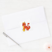 Rode Chinese Draak Vierkante Sticker (Envelop)