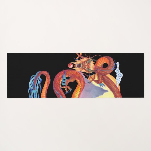 Rode Chinese draak Yogamat (Achterkant (horizontaal))