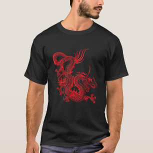 Rode Chinese Dragon 80s Traditionele Aziatische G T-shirt