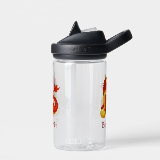 Rode Chinese Dragon aangepaste naam Waterfles (Links)