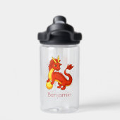 Rode Chinese Dragon aangepaste naam Waterfles (Achterkant)