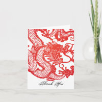 Rode Chinese Dragon Note of Dankjewel kaart