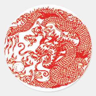 Rode Chinese Dragon Spiral Sticker