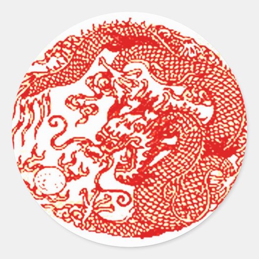 Rode Chinese Dragon Spiral Sticker (Voorkant)
