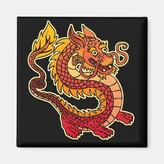 Rode Chinese Drakenmagneet Magneet (Voorkant)