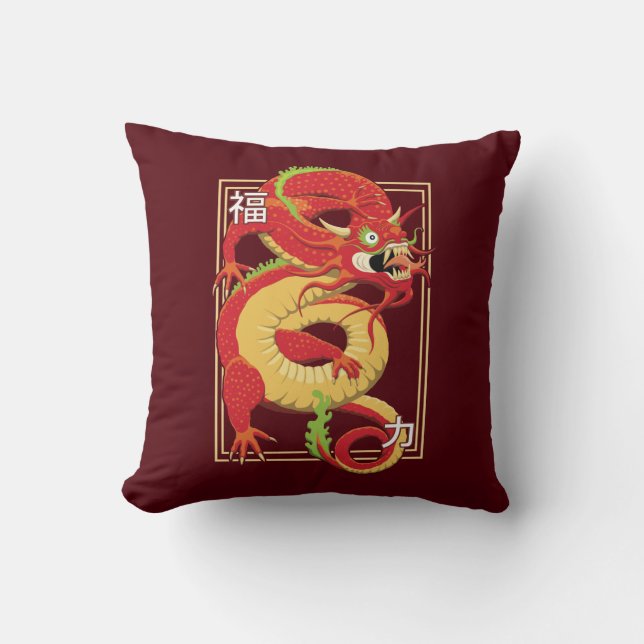 Rode Chinese drakenSierkussen Kussen (Voorkant)