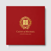 Rode  Chinese flora met dubbel geluk Gastenboek (Voorkant)