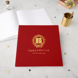 Rode  Chinese flora met dubbel geluk Gastenboek
