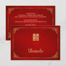 Rode Chinese Huwelijksdetails Bijlagekaart