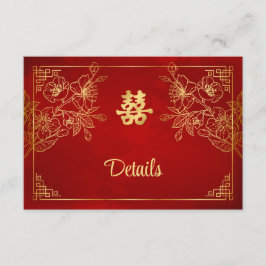 Rode Chinese Huwelijksdetails Bijlagekaart Informatiekaartje