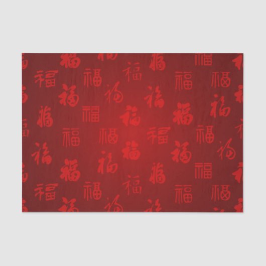 Rode Chinese kalligrafie 福 Tissuepapier (Voorkant)