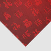 Rode Chinese kalligrafie 福 Tissuepapier (Detail)