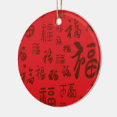 Rode Chinese karakter kalligrafie 福 zegeningen Keramisch Ornament (Links)