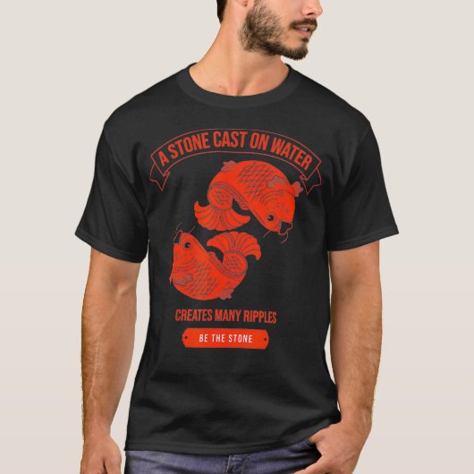 Rode Chinese Koi Vis Lantaarns Aziatische Wijsheid T-shirt (Voorkant)