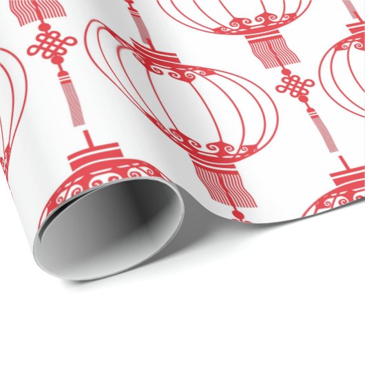 Rode Chinese lantaarns Cadeaupapier (Rol Hoek)