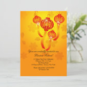 Rode Chinese Lantaarns Uitnodiging (Staand voorkant)