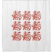 Rode Chinese paprecut van het Dog Shower-gordijn Douchegordijn (Voorkant)