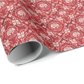 Rode Chinese spiraal bloem achtergrond. Cadeaupapier (Rol Hoek)