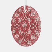 Rode Chinese spiraal bloem achtergrond. Glas Ornament (Voorkant links)