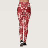 Rode Chinese spiraal bloem achtergrond. Leggings (Achterkant)