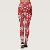 Rode Chinese spiraal bloem achtergrond. Leggings (Achterkant)