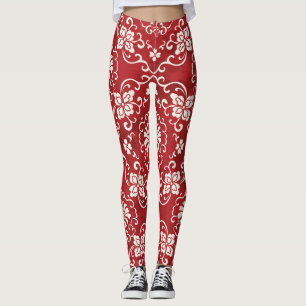 Rode Chinese spiraal bloem achtergrond. Leggings