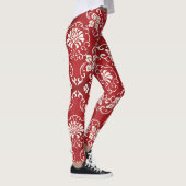 Rode Chinese spiraal bloem achtergrond. Leggings (Rechts)