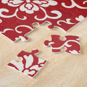 Rode Chinese spiraal bloem achtergrond. Legpuzzel (Zijkant)