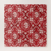 Rode Chinese spiraal bloem achtergrond. Legpuzzel (Horizontaal)