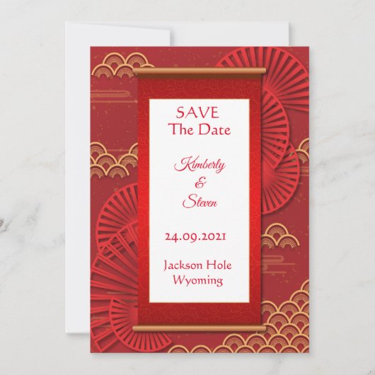 Rode Chinese stijl Save The Date (Voorkant)