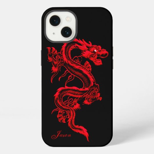 Rode Chinese stijldraak iPhone Hoesje (Achterkant)