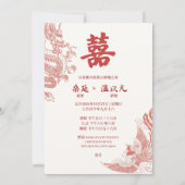 Rode Chinese Trouw Uitnodiging Draak Phoenix (Achterkant)