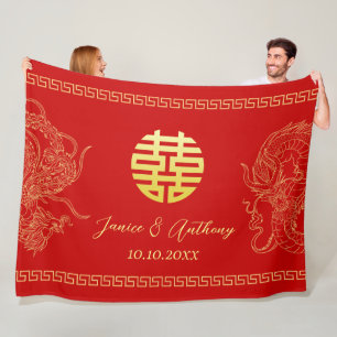 Rode Chinese trouwdraak feng shui traditioneel Fleece Deken