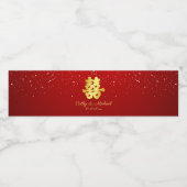 Rode Chinese trouwsneeuwvlok dubbel geluk Waterfles Etiket (Enkel label)