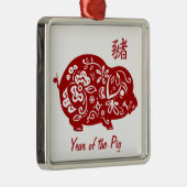 rode Chinese varken Metalen Ornament (Rechts)