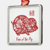 rode Chinese varken Metalen Ornament (Links)