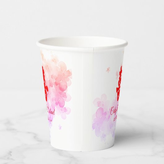 Rode Chinese waterverf voor bruiloft Papieren Bekers (Rechts)