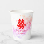 Rode Chinese waterverf voor bruiloft Papieren Bekers (Voorkant)