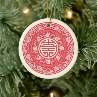 Rode Chinese WuFu Goed Geluk Symbool Keramisch Ornament
