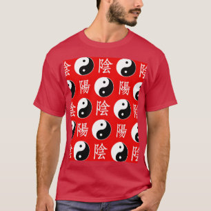 Rode Chinese Yin Yang-patroon T-shirt