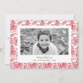 Rode Chinoiserie Kerstmis Fotokaart Feestdagenkaart (Voorkant)