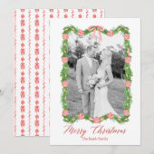 Rode Chinoiserie Ornament Garland Grandmillenial Feestdagenkaart (Voorkant / Achterkant)