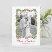 Rode Chinoiserie Ornament Garland Grandmillenial Feestdagenkaart (Staand voorkant)